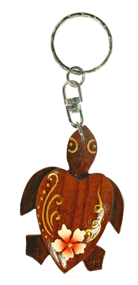 K5325 WOODEN TURTLE KEYRING