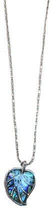P6210 PAUA SHELL/RHODIUM LEAF PENDANT