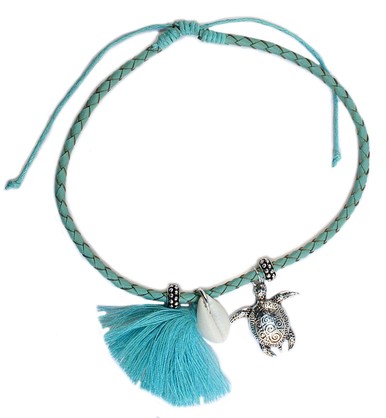 ANP6567   COWRIE SHELL/ TURTLE/ BEAD ANKLET