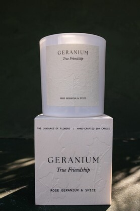 Geranium Large Candle| Rose Geranium & Spice | Language of Flowers