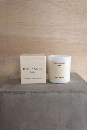 Hydrangea Large Candle | Hyacinth & Spring Freesia | Language of Flowers