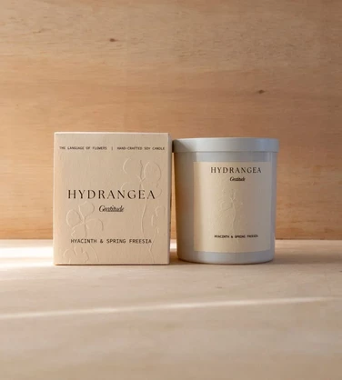Hydrangea Large Candle | Hyacinth & Spring Freesia | Language of Flowers