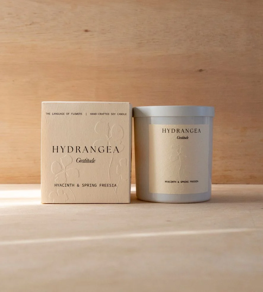 Hydrangea Large Candle | Hyacinth & Spring Freesia | Language of Flowers