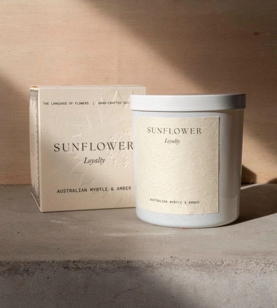 Sunflower Large Candle | Australian Myrtle & Amber | Language of Flowers