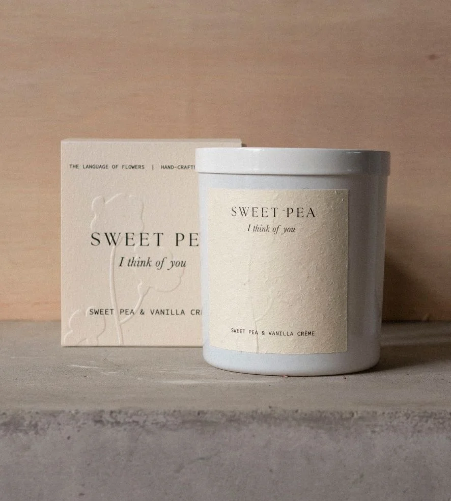 Sweet Pea Large Candle | Sweet Pea & Vanilla Creme | Language of Flowers