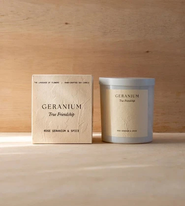 Geranium Large Candle| Rose Geranium & Spice | Language of Flowers