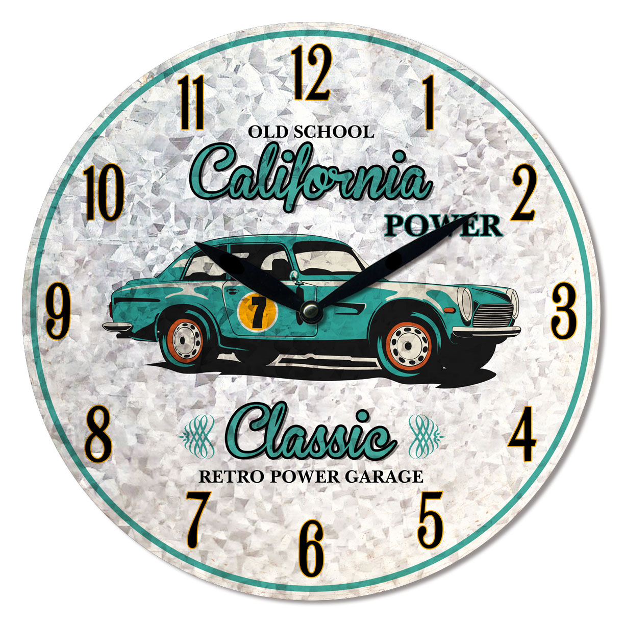 Wholesale 28.8cm MDF Green Vintage Car Wall Clock PNC Imports