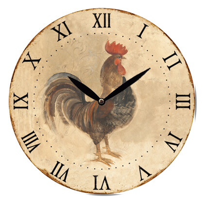 28.8cm MDF Rooster Wall Clock with Roman Numerals