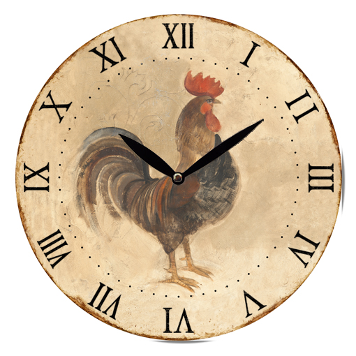 28.8cm MDF Rooster Wall Clock with Roman Numerals