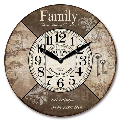 28.8cm MDF Family Old Town Wall Clock