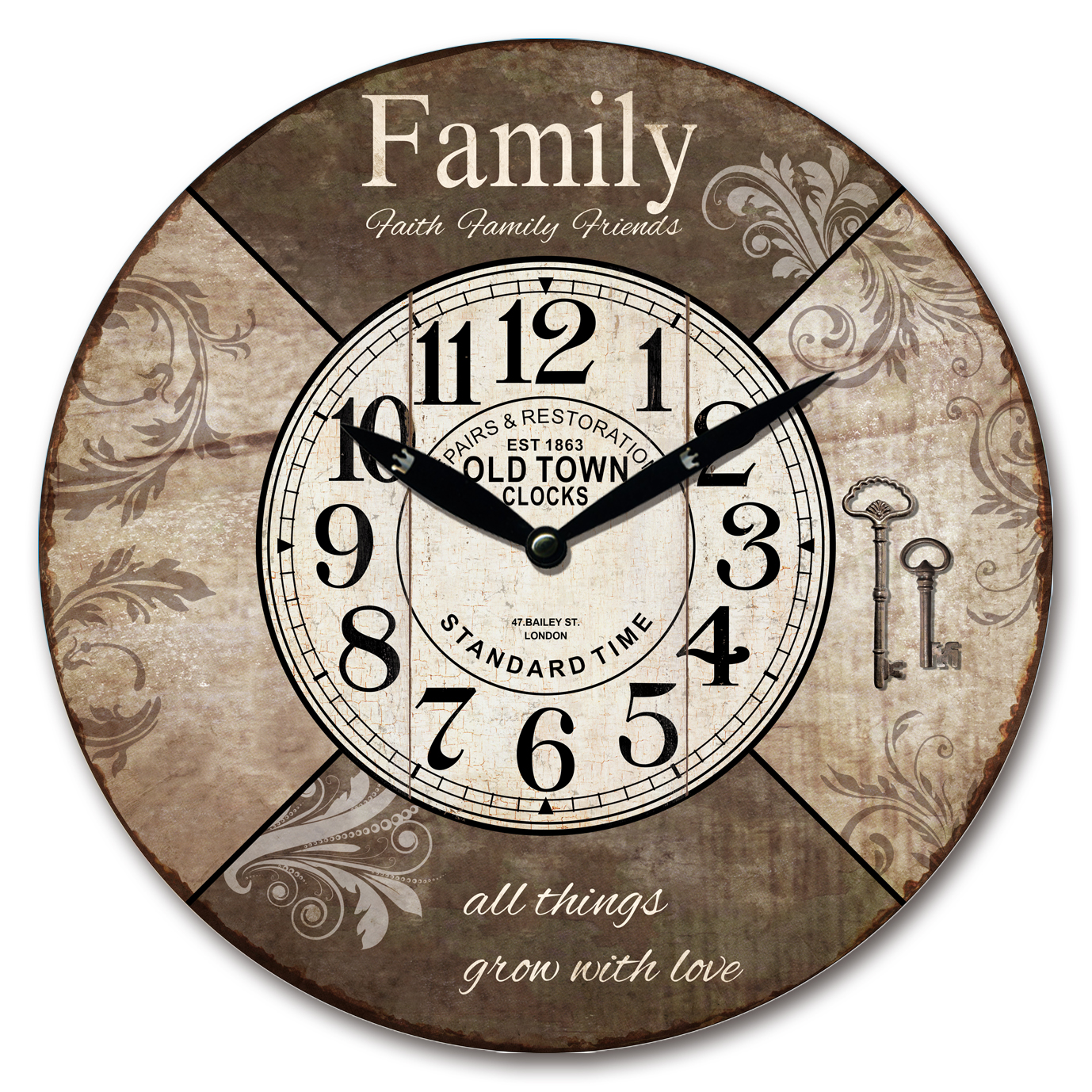 28.8cm MDF Family Old Town Wall Clock