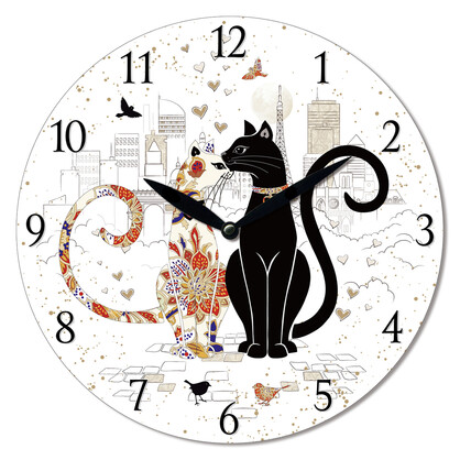 28.8cm MDF Cat Couple Wall Clock