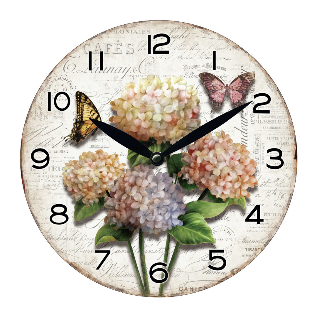 28.8cm MDF Hydrangea Wall Clock