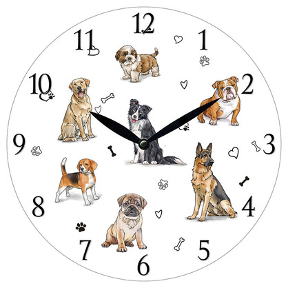 28.8cm MDF Dogs Wall Clock