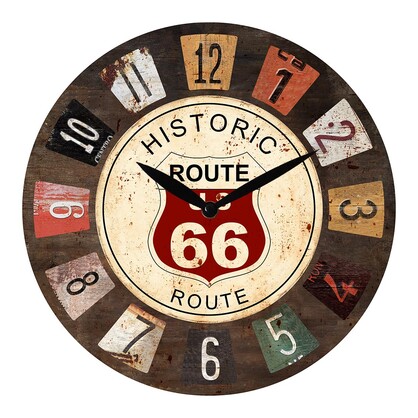28.8cm MDF Route 66 Wall Clock