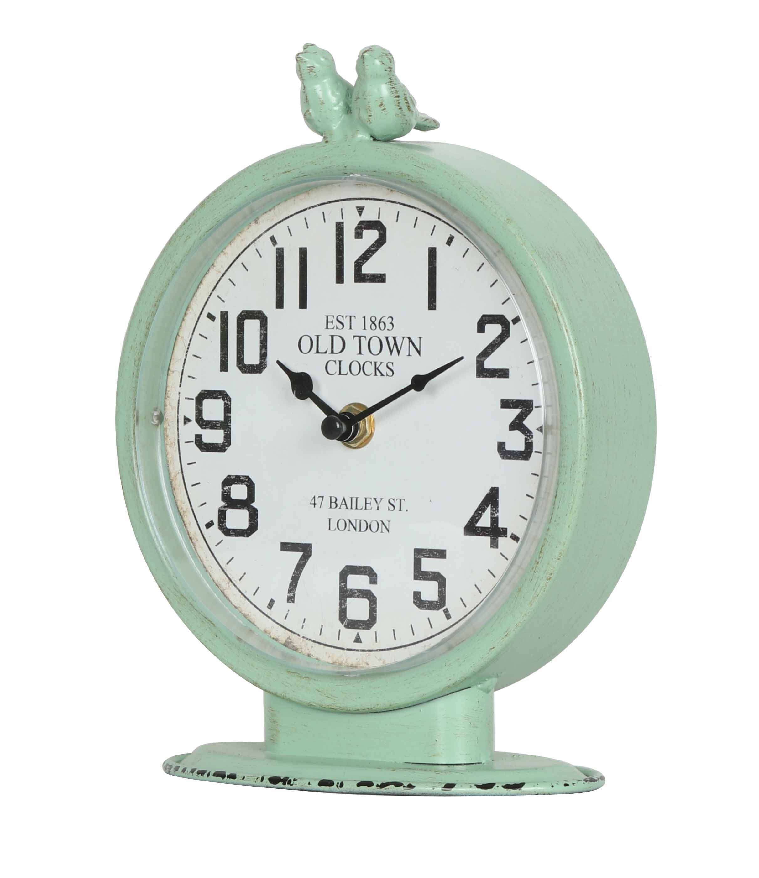 Metal Antique Green Table Clock 16.5*22*8cm