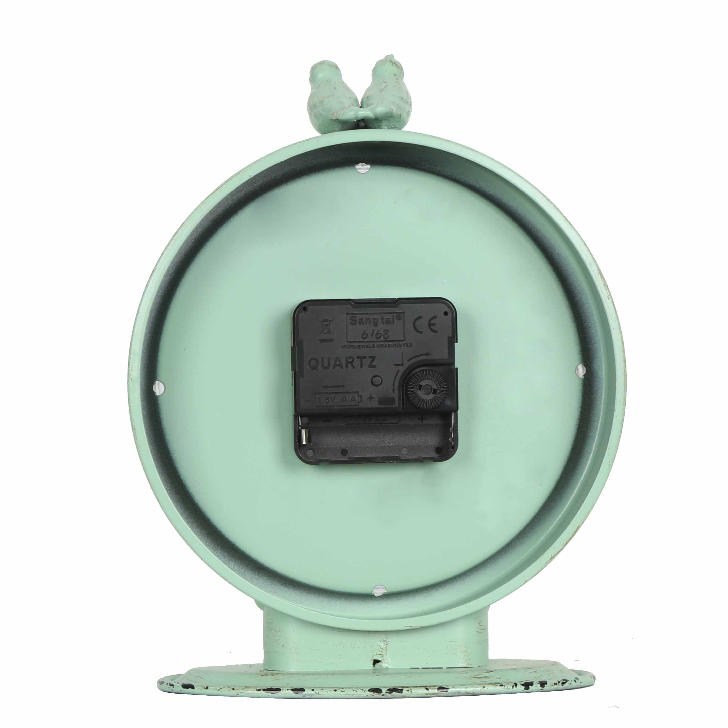 Metal Antique Green Table Clock 16.5*22*8cm