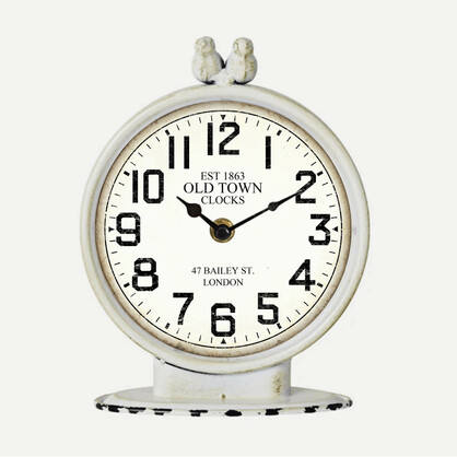 16.5*22*8cm Metal Antique White Table Clock