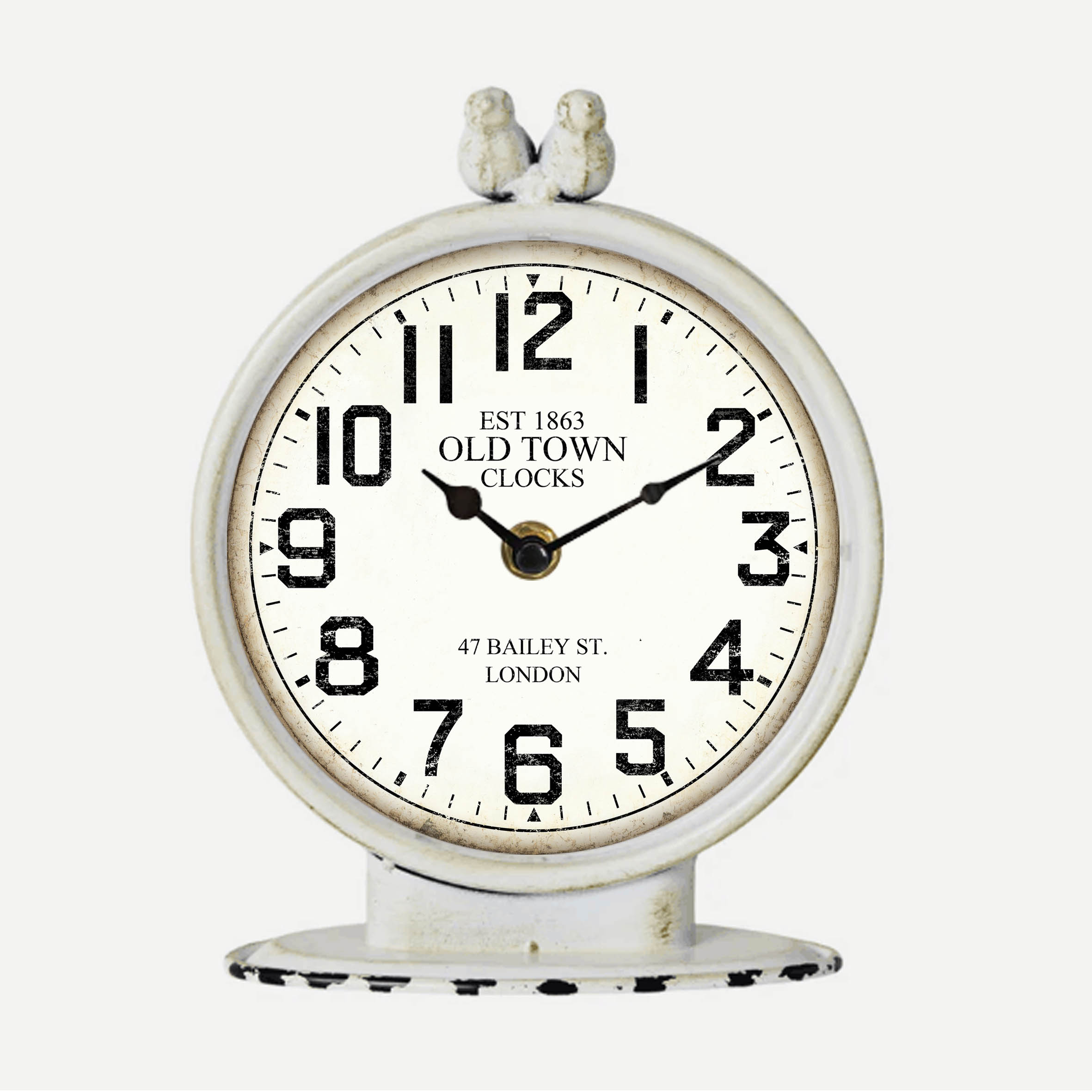 16.5*22*8cm Metal Antique White Table Clock