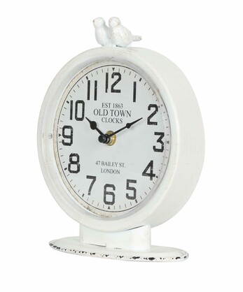 16.5*22*8cm Metal Antique White Table Clock