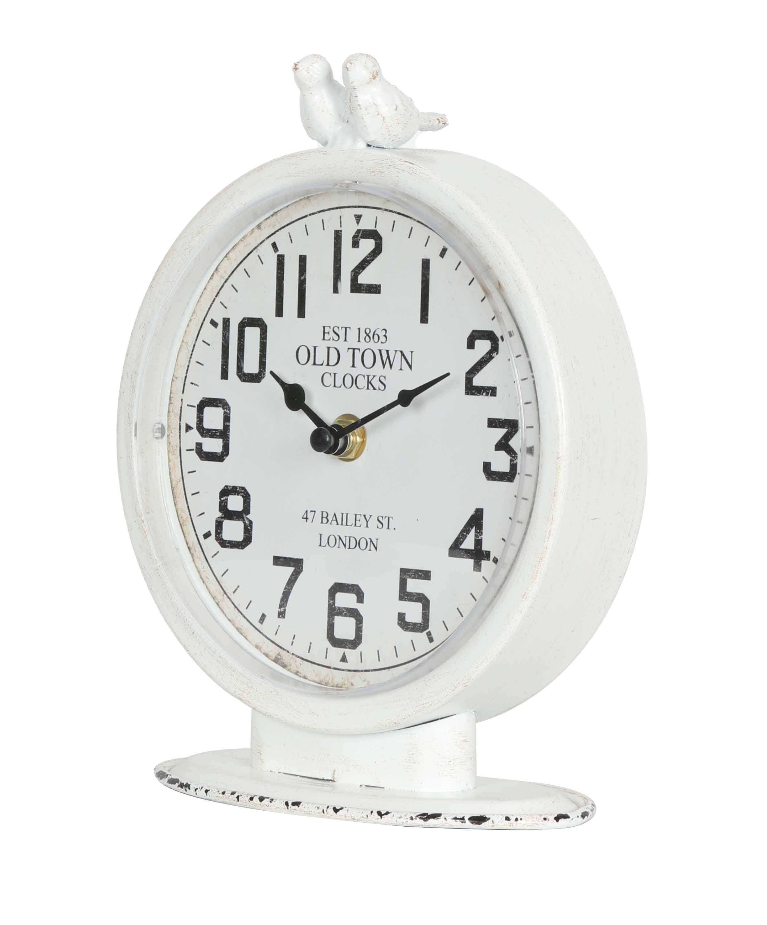 16.5*22*8cm Metal Antique White Table Clock