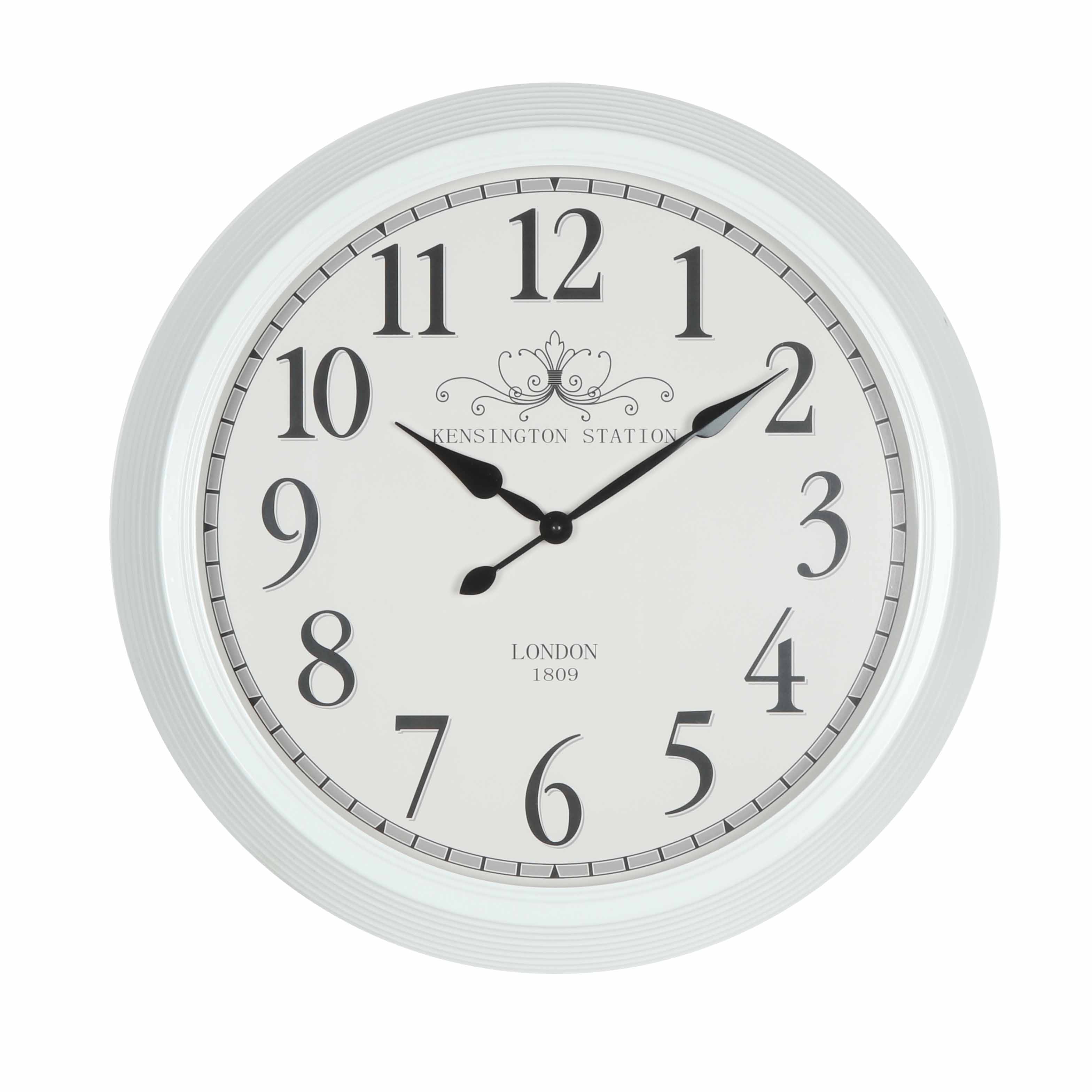 60*60*7.5cm Metal White Kensington Station Wall Clock