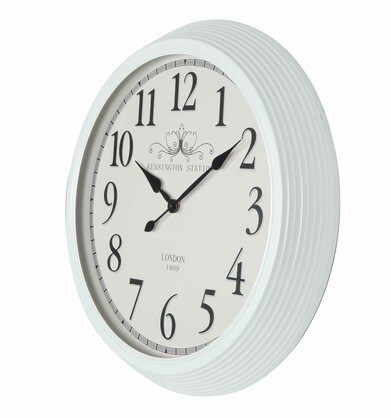 60*60*7.5cm Metal White Kensington Station Wall Clock