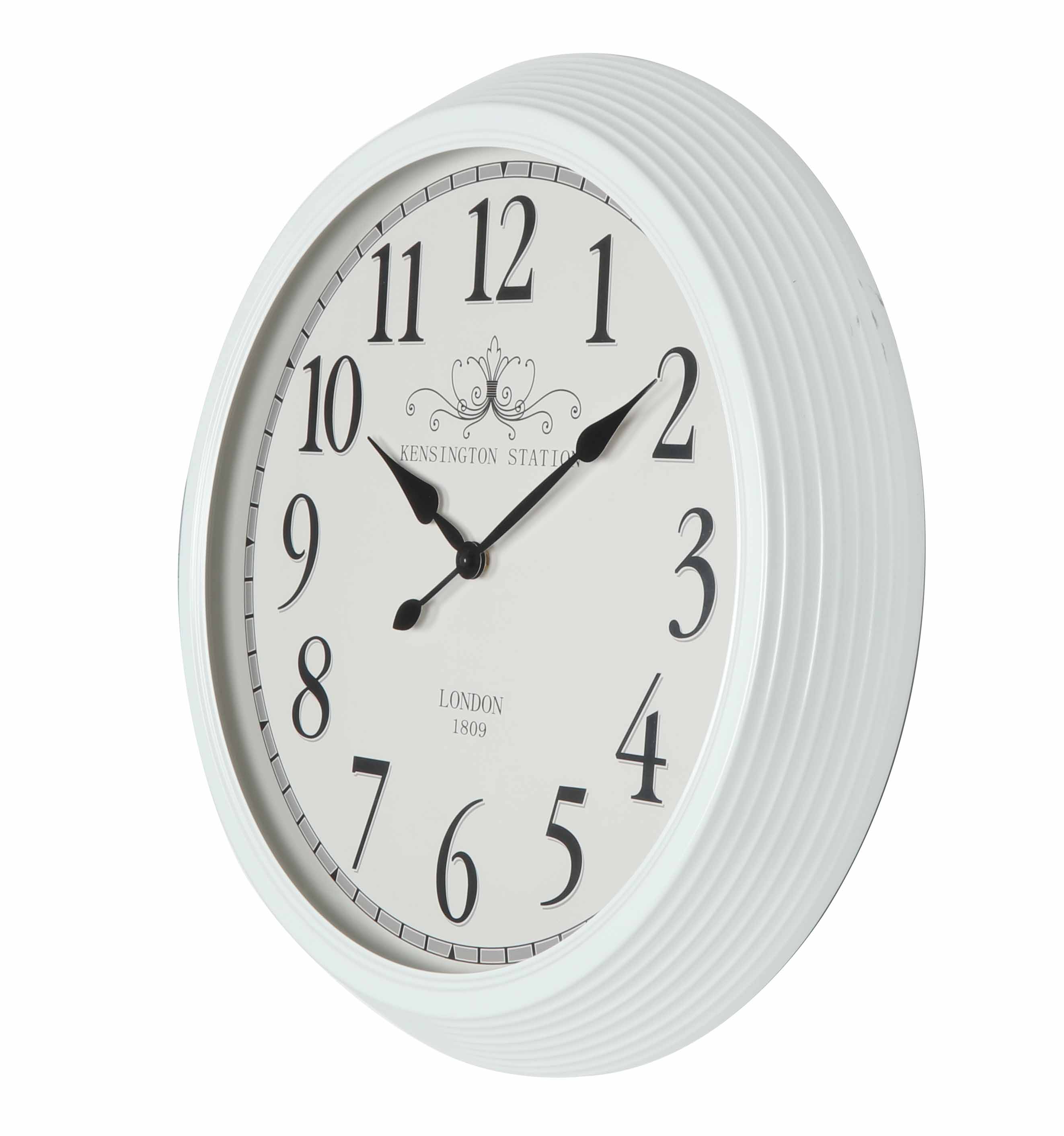 60*60*7.5cm Metal White Kensington Station Wall Clock
