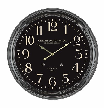 62.5*62.5*6.5cm Metal Black Kensington Station Wall Clock