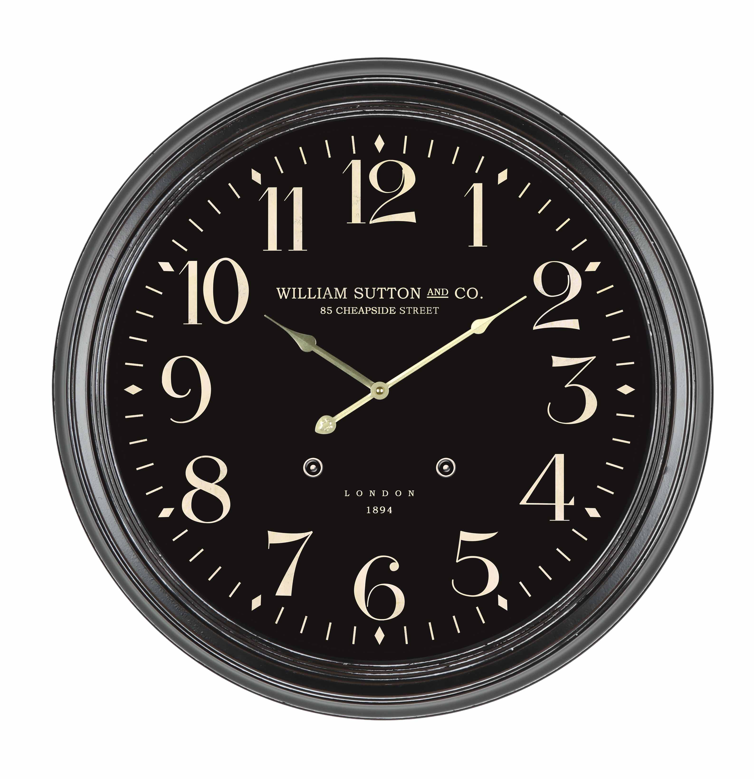 62.5*62.5*6.5cm Metal Black Kensington Station Wall Clock