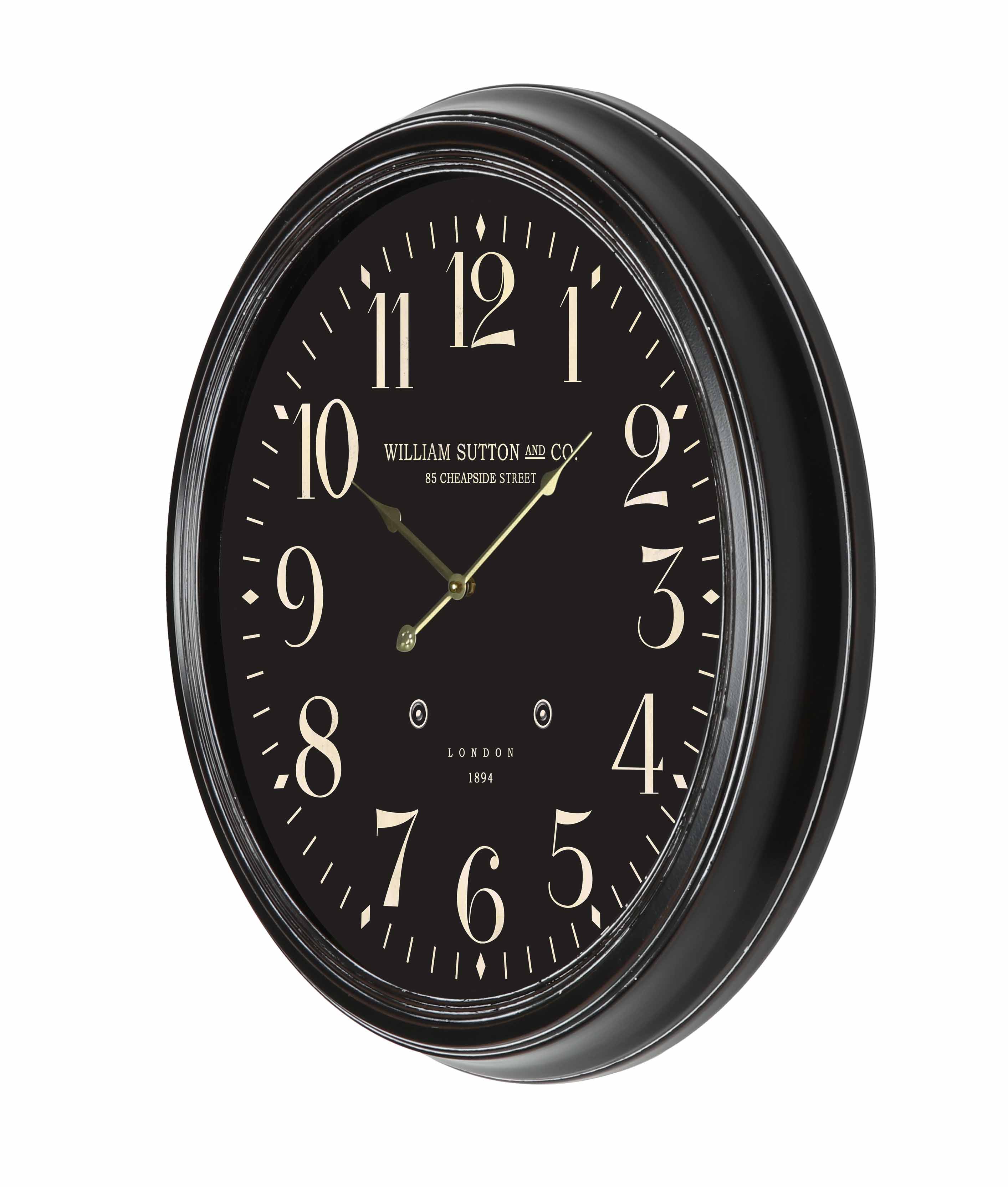 62.5*62.5*6.5cm Metal Black Kensington Station Wall Clock