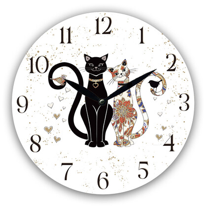 28.8cm MDF Cat Couple Sitting Close Wall Clock