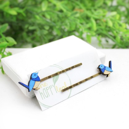 Blue Wren Hairpins, Blue bird hair pins, bluebird