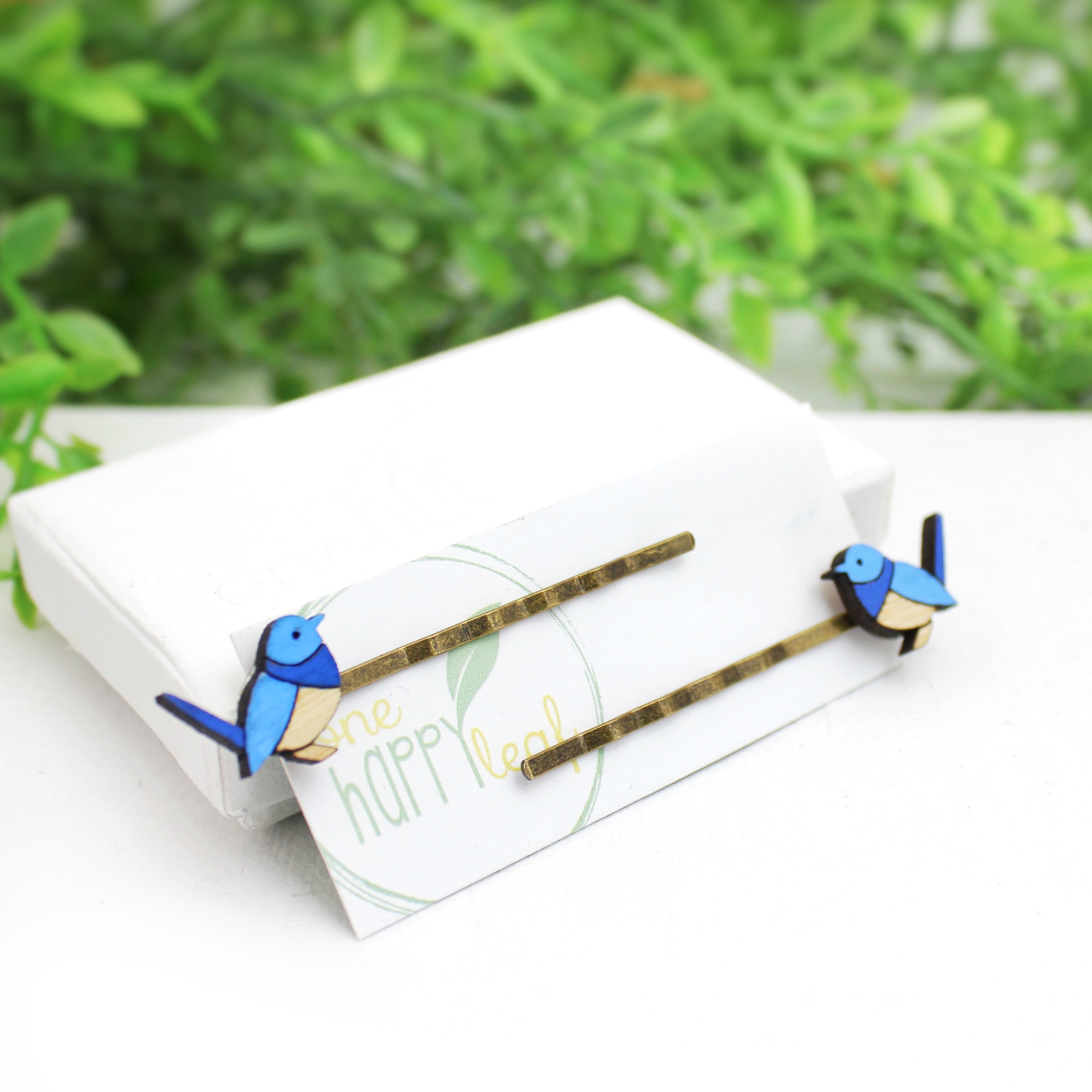 Blue Wren Hairpins, Blue bird hair pins, bluebird