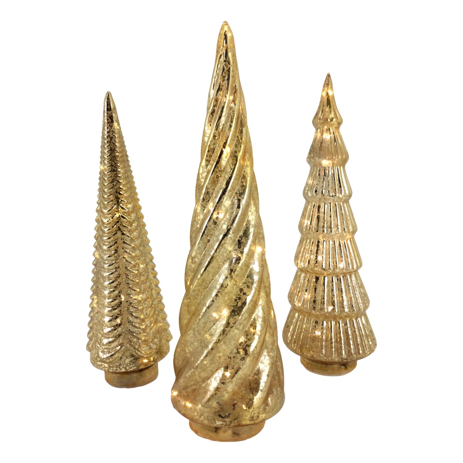 RAM520   SET 3 GOLDEN LED TREES