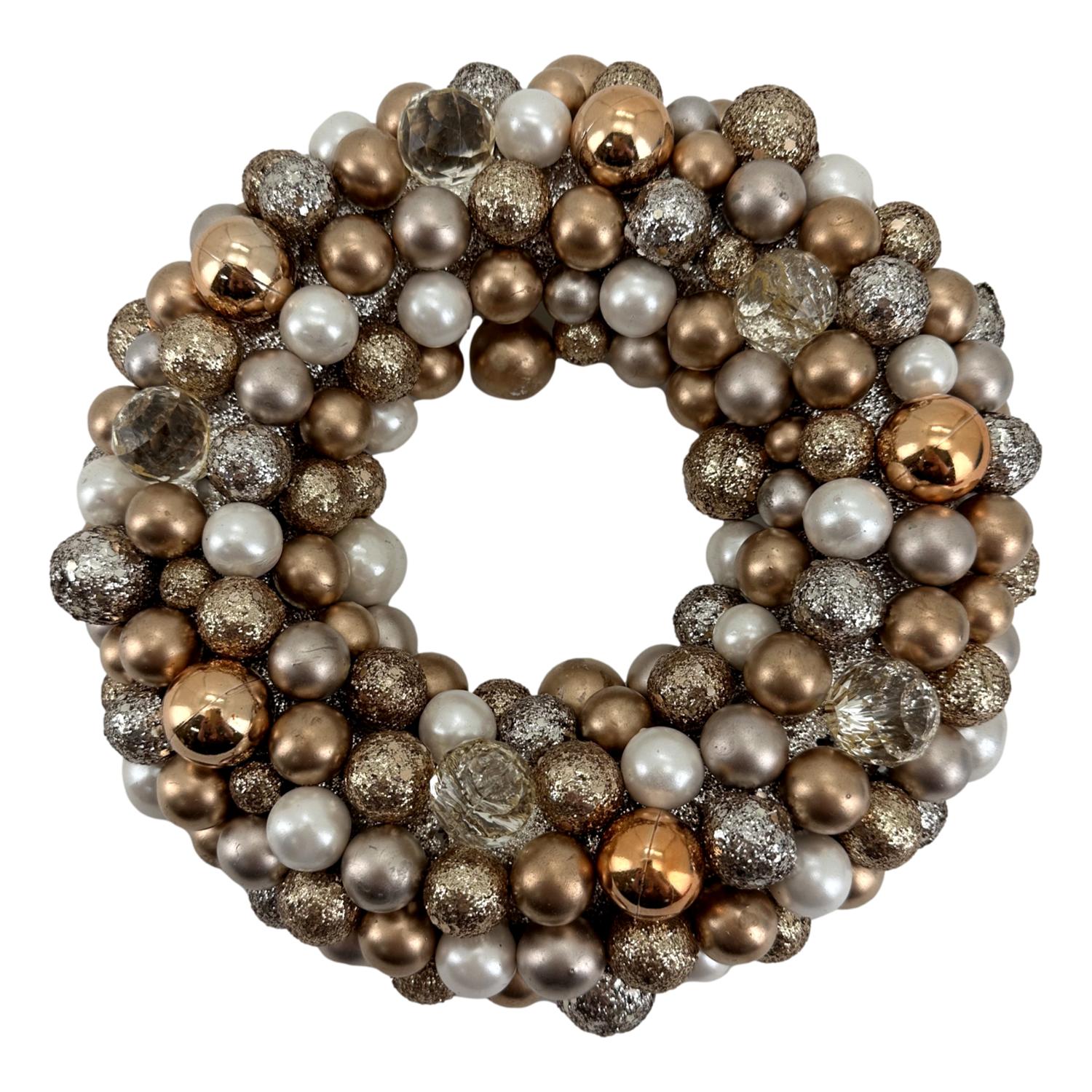 RLS409   25CM GOLD BAUBLE WREATH