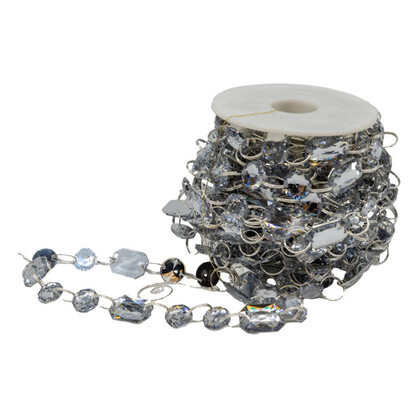 SBC041   9m Silver Acrylic Crystal Garland