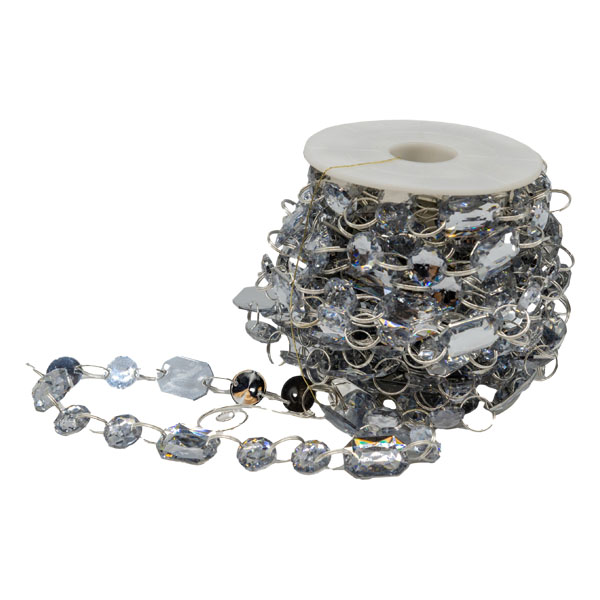 SBC041   9m Silver Acrylic Crystal Garland