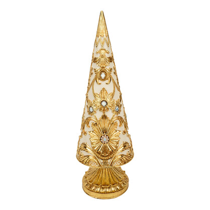 SEM465  IVORY GOLD DAMASK CHRISTMAS TREE