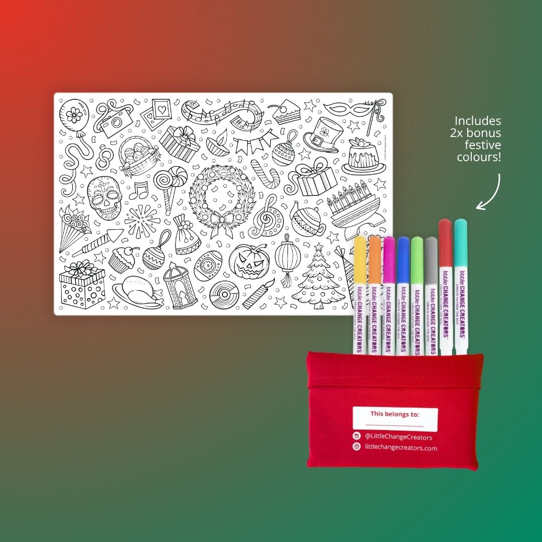 Limited Edition CELEBRATE! Pocket Reusable Colouring Set