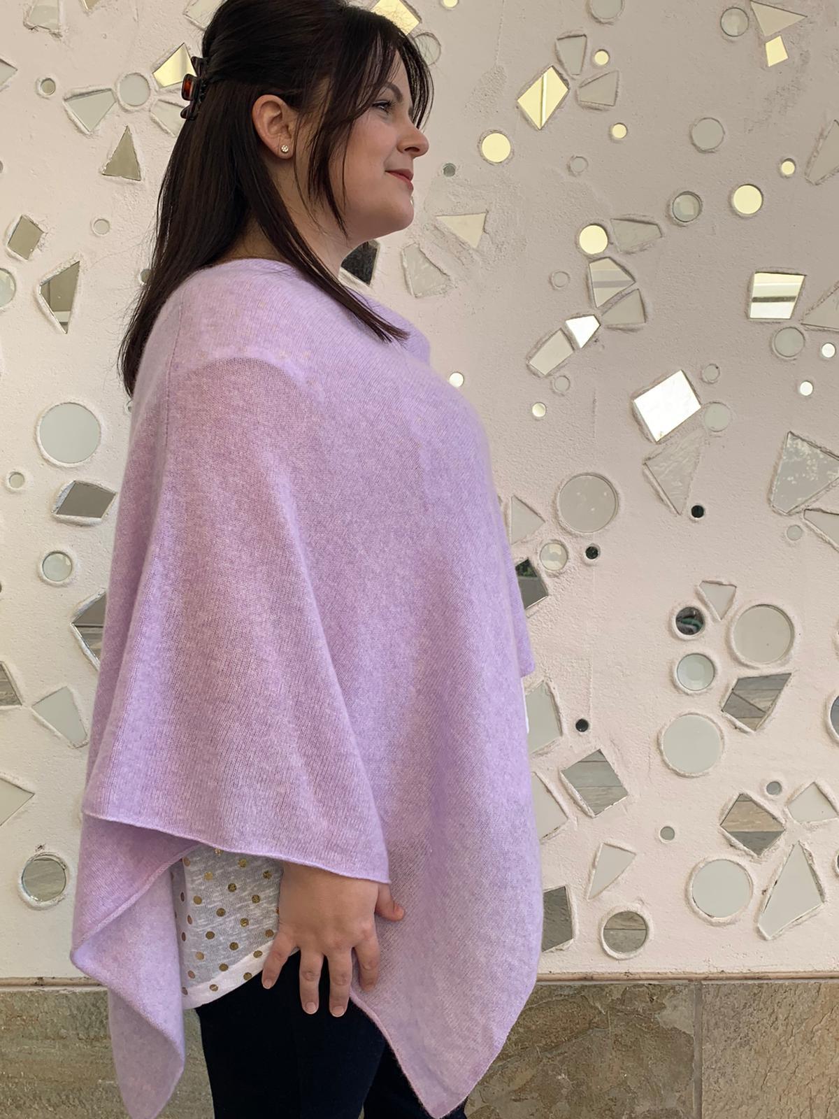 100% Pure Fine Cashmere Poncho Lilac