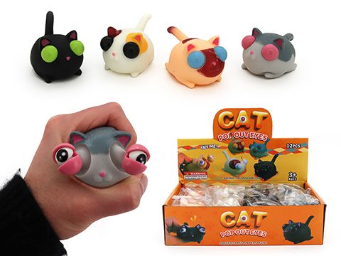 SQUEEZY CAT W/POPPING EYES (4 ASSTD)