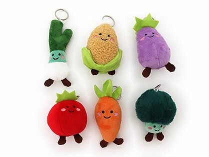 PLUSH FRUIT & VEGETABLE KEYCHAIN (6 ASSTD) – 9cm