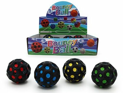 PU BOUNCY BALL – BLACK COLOUR DOT (4 ASSTD) – 7cm