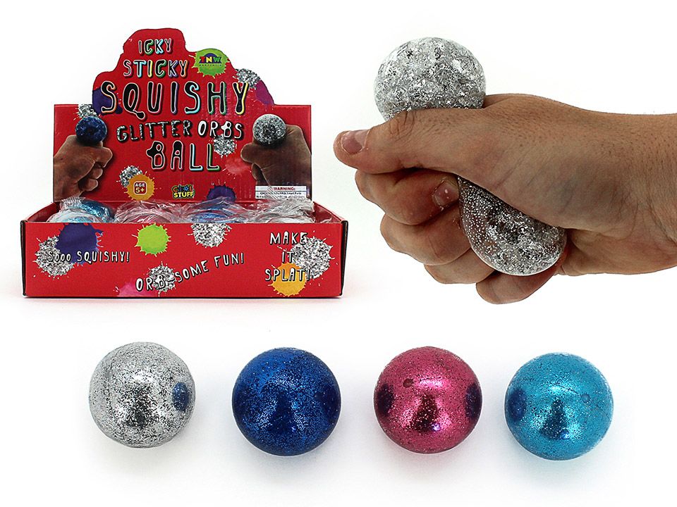 SQUISHY WATER ORBS GLITTER BALL (4 ASSTD) – 4.5cm