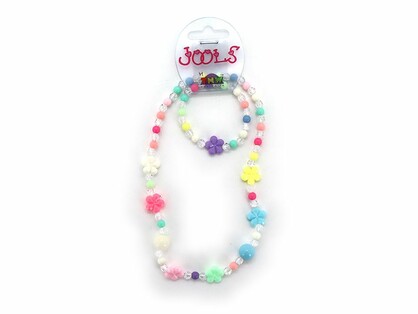 BANGLE + NECKLACE SET – PASTEL W/FLOWERS & BEADS