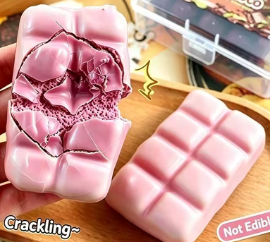 Faux Crisp pink bar Crispy Squishy Toy in Plastic Storage Case