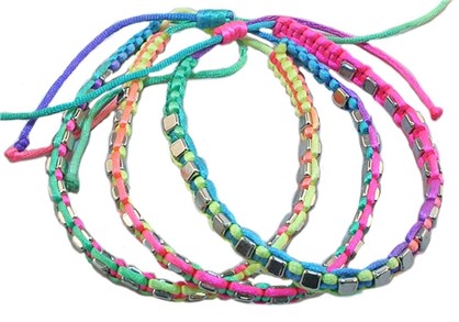 BR6442 SET X 3 FLUORO/METAL BEAD BRACELETS