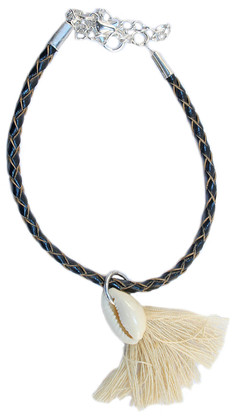 BR6598   SHELL/ TASSEL BROWN BRACELET