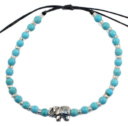 BR6600 BLUE/ SILVER ELEPHANT BRACELET